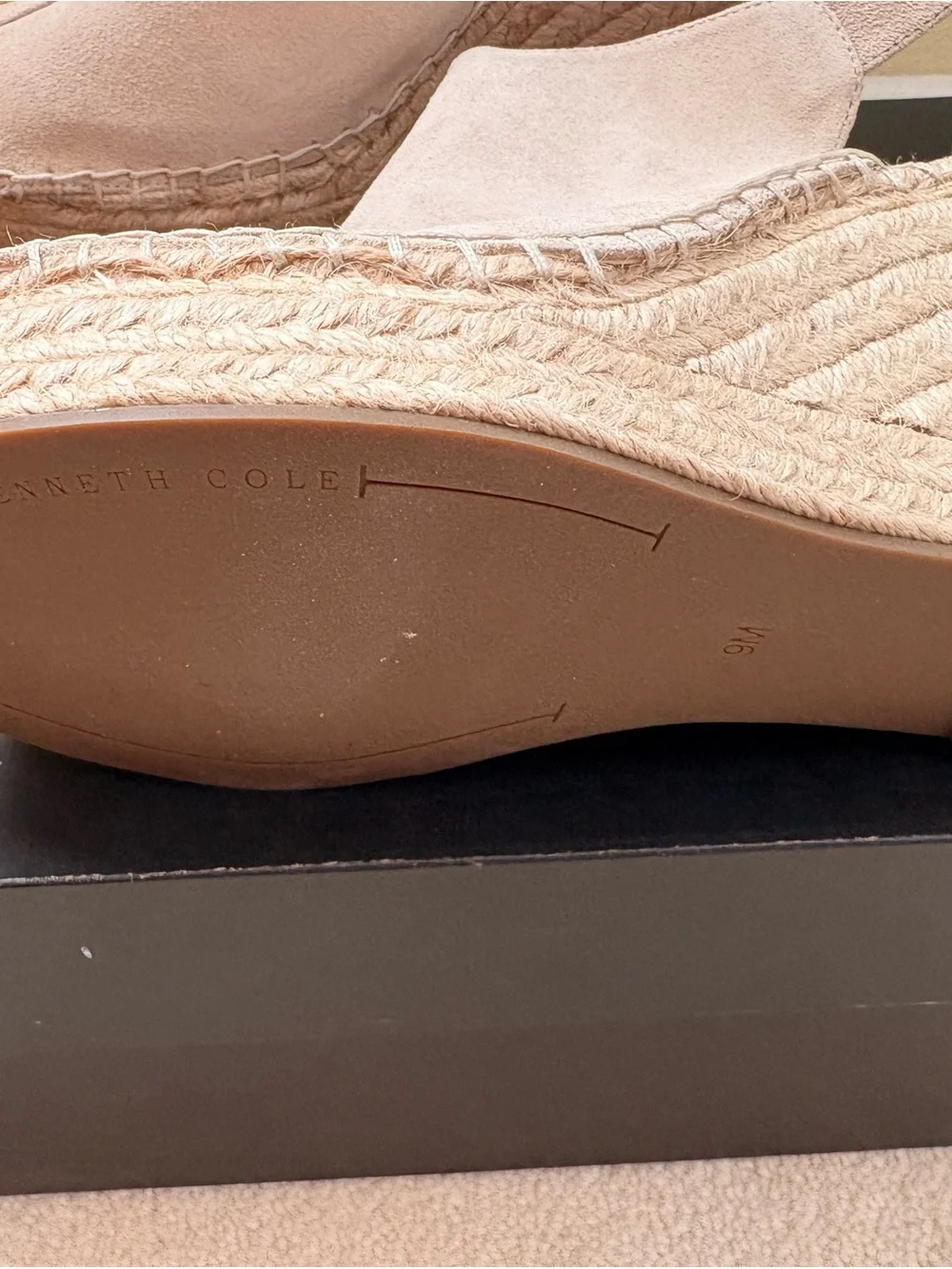 Kenneth Cole Blush Nude Espadrille Slingback Wedge Sandals